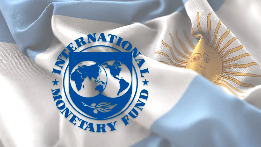 Bandera de Argentina con el logo del FMI