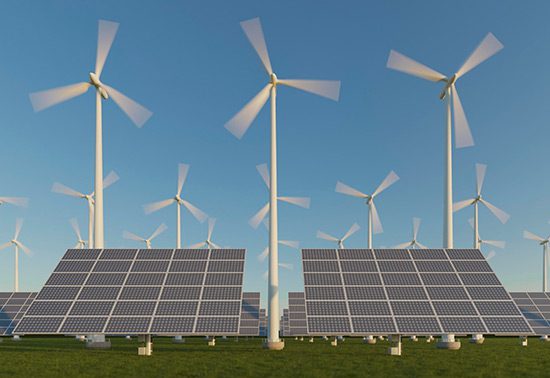 Paneles solares y turbinas eólicas